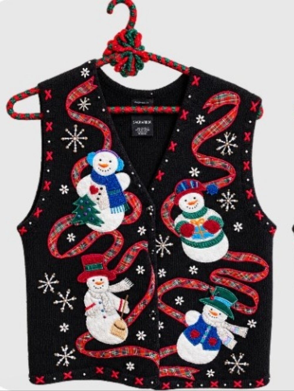Vintage Christmas Snowman Vest Size Medium Designer Studio Originals Brand